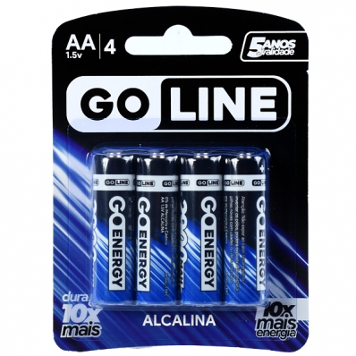 Pilha Alcalina AA Goline de 2.900 Mah 1.5V - 4 Unidades