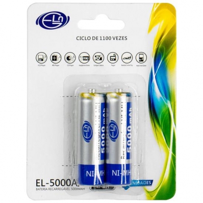 Pilha El EL-5000AA - AA - 5000MAH - 2 Unidades - Recarregavel
