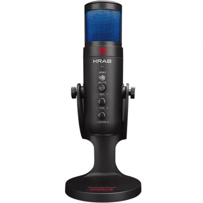 Microfone Condensador Krab Vivace KBCGM20 RGB 3.5MM - Preto