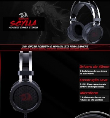 Fone P2 Redragon H901 Scylla Gaming Headset