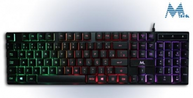 Teclado Mtek KPL982 USB Port LED Multicolor Preto