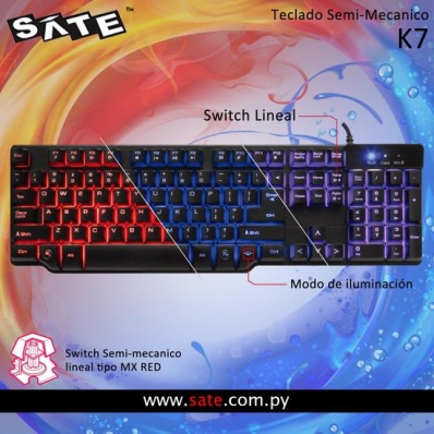 Teclado Sate K71 Gamer Semi Mecanico Port