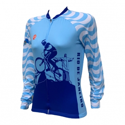 CAMISA CICLISMO MTB FEMININA - RJ (MANGA LONGA - ZPER TOTAL) - PLUS SIZE