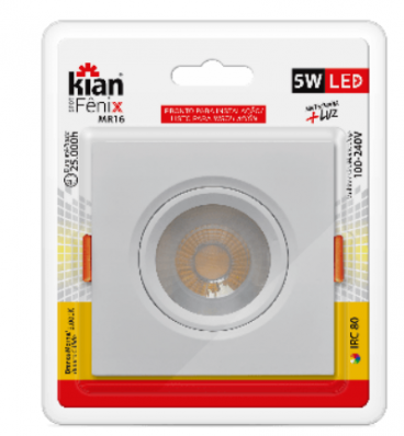 Spot Led Fenix Quadrado MR16 5W-3000K