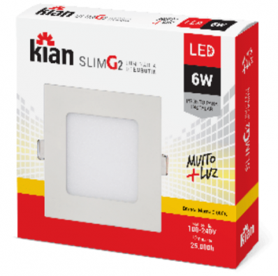  Luminária Led Embutir Quadrada 6W -3000K 