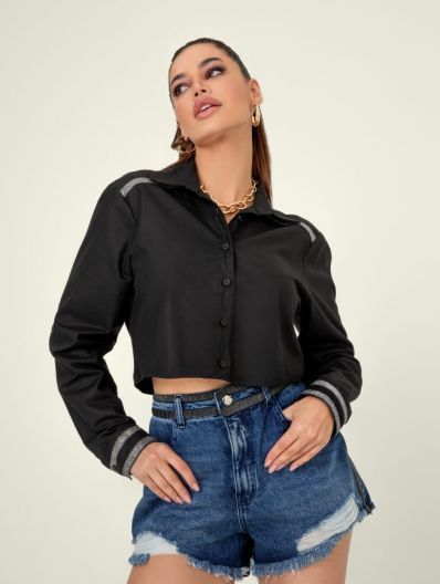 Camisa Feminina Cropped Shine Gatabakana