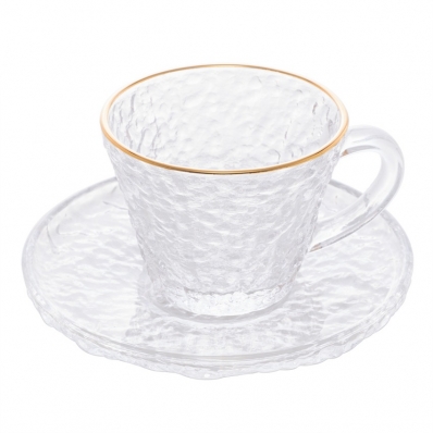 Xícara para Chá em Cristal com Borda Dourada 180ml