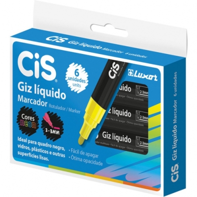 Giz líquido marcador multiuso azul neon luxor 2-3mm 6un