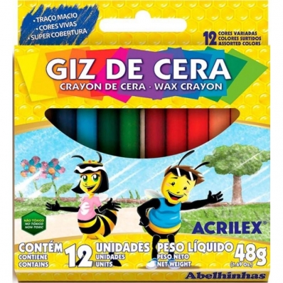 Giz de cera fino 12 cores 48 gr