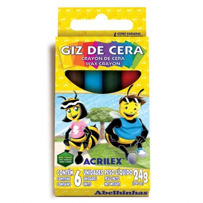 Giz de cera fino 6 cores 24 gr