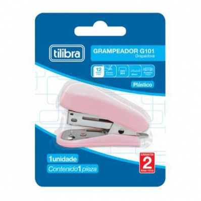 Grampeador mini G101 para 12 fls rosa 1 un blister