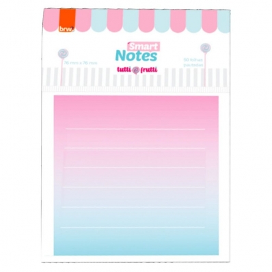 Bloco adesivo pautado branco 76x76mm 50 fls smart notes tutti frutti