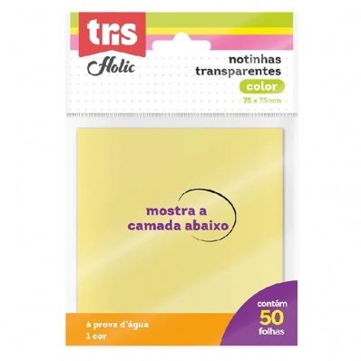 Bloco adesivo notinhas transparentes color holic 75x75mm 50 fls