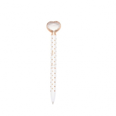 Caneta esferográfica metal 1.0mm 1341 Poa Love coração diamante branca avulsa