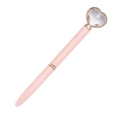 Caneta esferográfica metal 1.0mm 1342 Poa Love coração diamante rosa avulsa