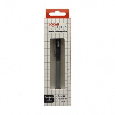 Caneta esferográfica 1.0mm Jocar Office cinza blister