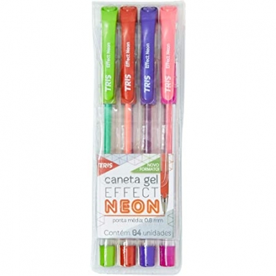 Caneta gel 0.8mm Effect Neon 4 cores blister