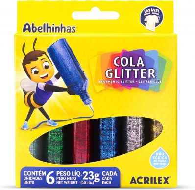 Cola com glitter 23g 6 cores