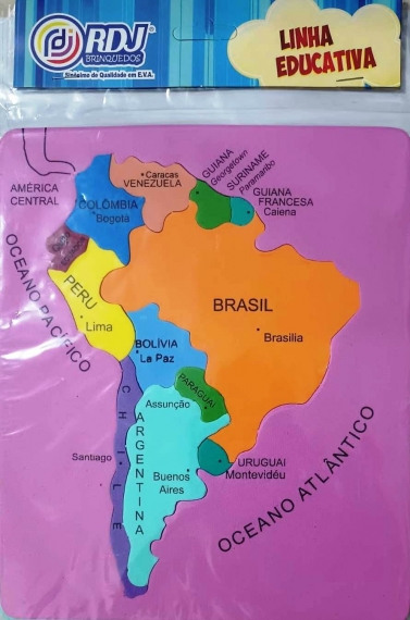 Mapa da América do Sul em EVA linha educativa