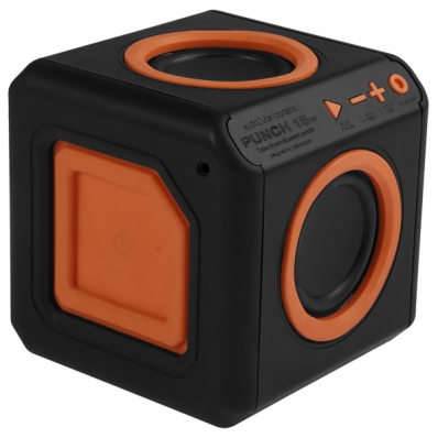 Caixa de Som Elg Audiocube Punch PWC-Audwood 15 Watts RMS e Auxiliar - Preto/Laranja