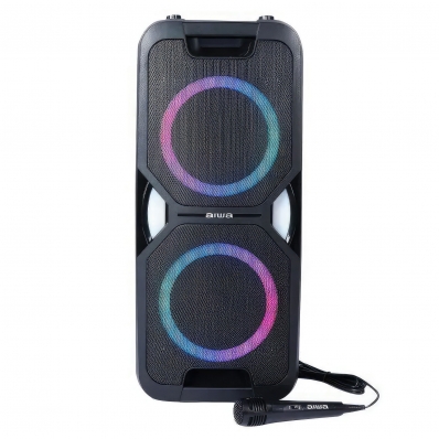 Caixa de Som Karaoke Aiwa AW-POK6LD / USB / Auxiliar / com Microfone - Preto