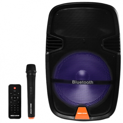 Caixa de Som Megastar SPA128BTE 12" 25.000 Watts P.M.P.O/USB/FM Bivolt - Preta