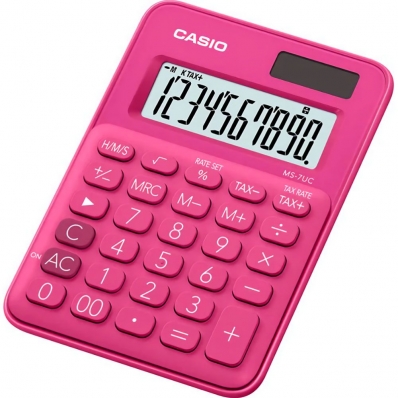 Calculadora Compacta Casio MS-7UC-RD - Rosa Escura