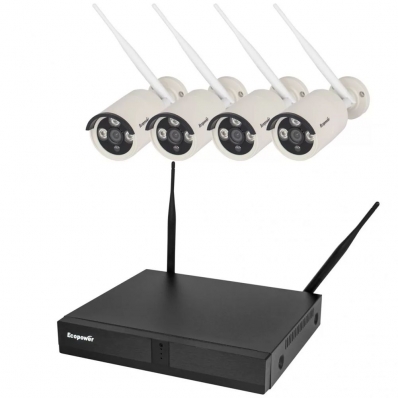 Kit de Camera de Vigilancia Ecopower EP-C008 HD - Branco/Preto