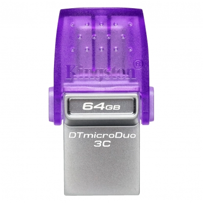Pendrive Kingston Data Traveler Microduo 3C 64GB / USB-A 3.2 / Tipo-C - Roxo
