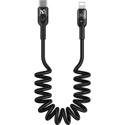 Cabo Em Espiral de Dados Mcdodo CA-1960 Lightning - Preto