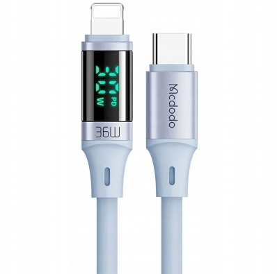 Cabo USB-C para Lightning Mcdodo CA-1935 com Display Digital 36W - Azul 1.8 Metros