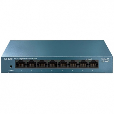Switch TP-Link LS108G com 8 Portas Ethernet de 10/100/1000 MBPS - Azul