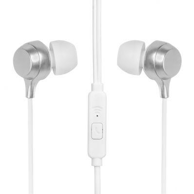 Fone de Ouvido Moxom MX-EP54 com Microfone e Cabo de 1.2 Metros - Branco/Prata