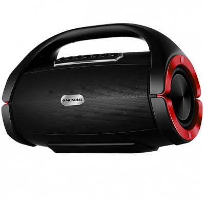 Caixa de som Speaker Mondial Monster Sound SK-06 150 Watts RMS com Bluetooth/Radio FM/Auxiliar - Preto/Vermelho