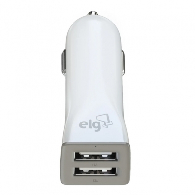 Carregador Veicular Elg CC2SE Polimero de Alta Resistencia 2X USB 1A/2A - Branco