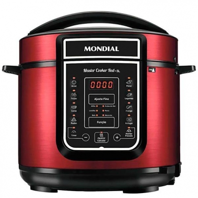 Panela de Pressao Eletrica Mondial Master Cooker Red PE-39 900 Watts 5 Litros 127V ~ 60HZ - Vermelha/Preta