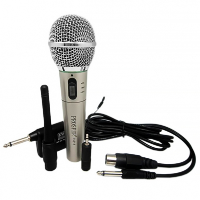 Sistema de Microfone Prosper P-618 com 1 Microfone Unidirecional - Prata