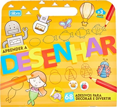 Aprender a desenhar: Maleta álbum com folhas para colorir - Contém 68 adesivos