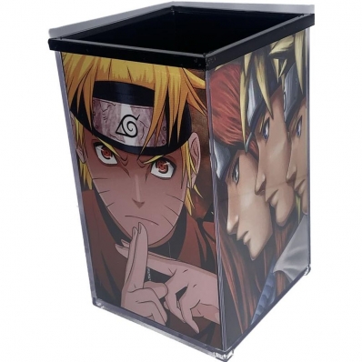 Porta caneta/objeto acrílico quadrado 7x11.50cm Naruto