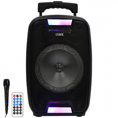 Caixa Karaoke Coby CY3360-845D 8" 2.000 Watts P.M.P.O /USB e Radio FM - Preta