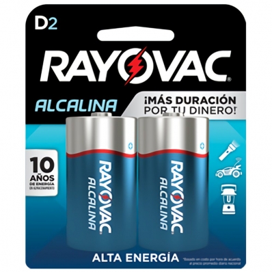 Pilha Alcalina Rayovac Tipo D (LR20) - 2 Unidades
