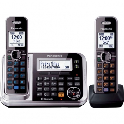 Telefone Sem Fio Panasonic KX-TG7841 + KX-TGA680 - Preto/Prata