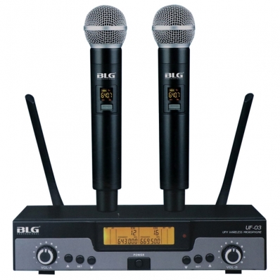 Microfone Sem Fio Duplo BLG Uhf DSP - UF-03
