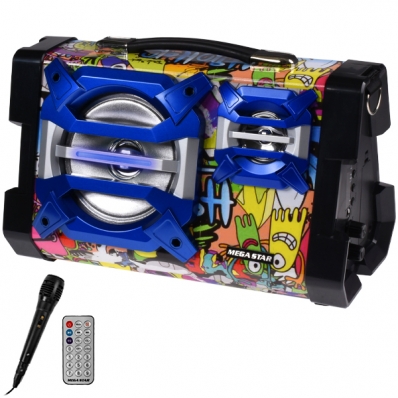 Caixa de Som Megastar HY-K6BTA 6" 20 Watts RMS /USB/FM - Azul/Preta