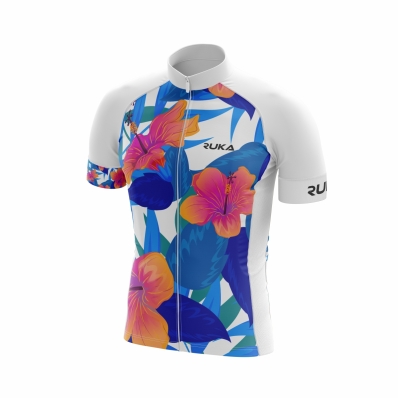 CAMISA CICLISMO FAST FLOWER BRANCO - ZIPER TOTAL