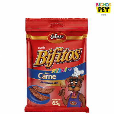 Bifinhos para Cães Snacks Bifitos Colosso Filhotes Sabor Carne 65g