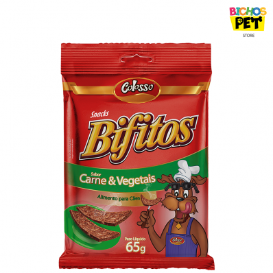 Bifinhos para Cães Snacks Bifitos Colosso Sabor Carne e Vegetais 65g