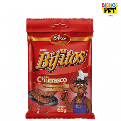 Bifinhos para Cães Snacks Bifitos Colosso Sabor Churrasco 65g