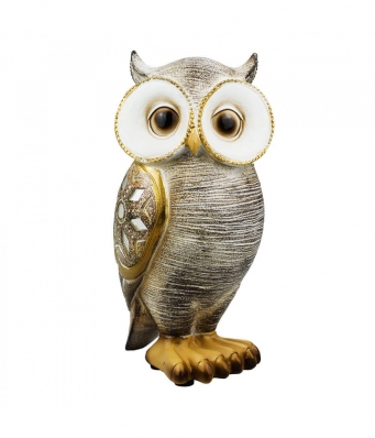 Coruja Asas Espelhos 18cm - Resina Animais