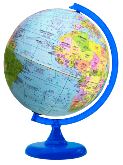 Globo Terrestre 30cm: Base azul - Bilingue